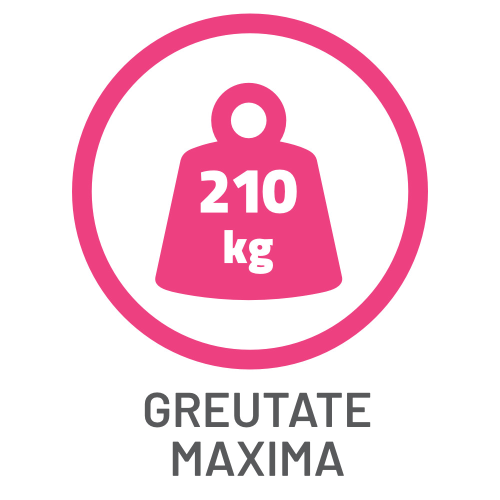 Greutate maximă suportată de 210kg pentru utilizatori și sarcini multiple